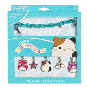 Squishmallows Mix & Match Charm Bracelet with Pink and Teal